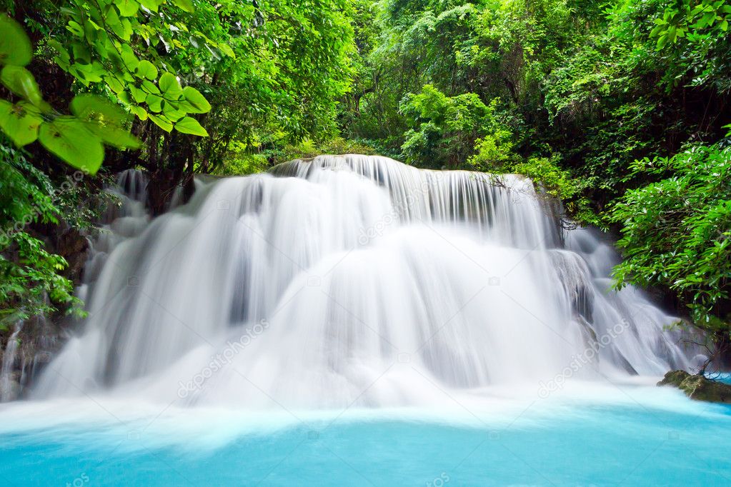 water fall , hua mae kamin level 3 kanchanaburi thailand