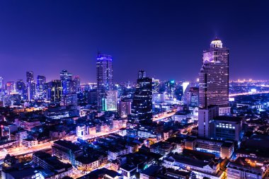 Alacakaranlık vakti Bangkok 'un hava manzarası