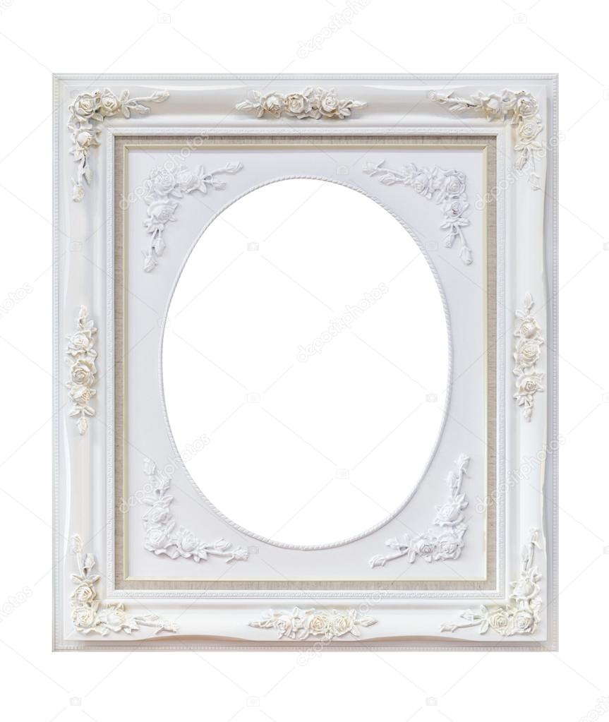 white wooden frame isolated with clipping path