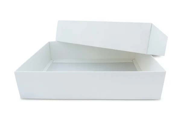 Bílý koš papírová krabice s ořezovou cestou, samostatný — Stock fotografie