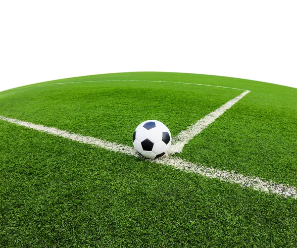 Soccer ball on green grass field isolated — Stock Photo, Image