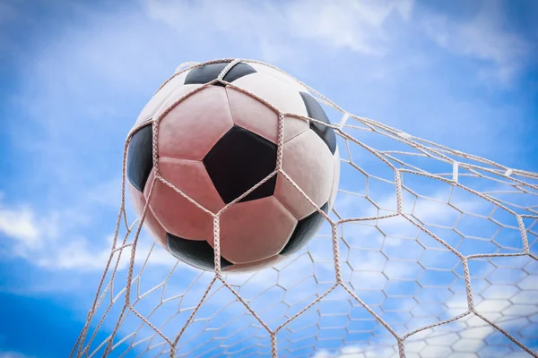 Calcio in rete goal — Foto Stock