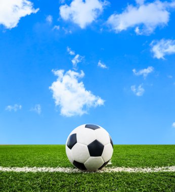 Yeşil çimlerde futbol topu