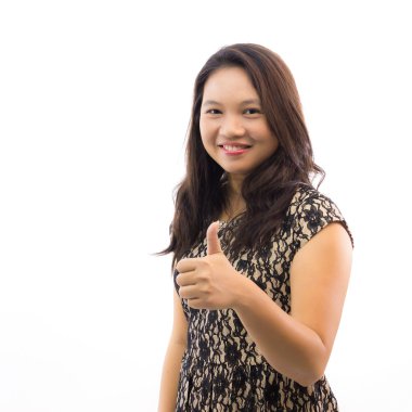 başparmak ile güzel bir kadın