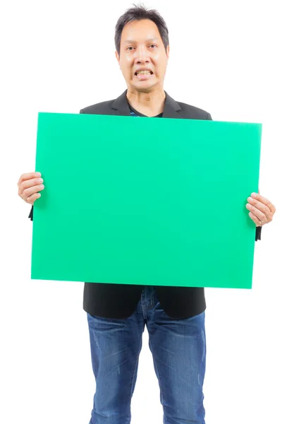 Человек, держащий в руках зеленую доску — стоковое фото