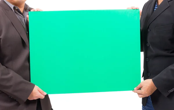 Man holding blank green board — Stock Photo, Image