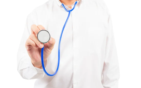 Stethoscope in doctor's hand — Stock Photo, Image