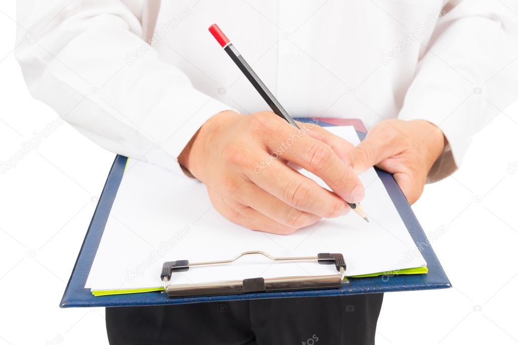 doctor writing on paper