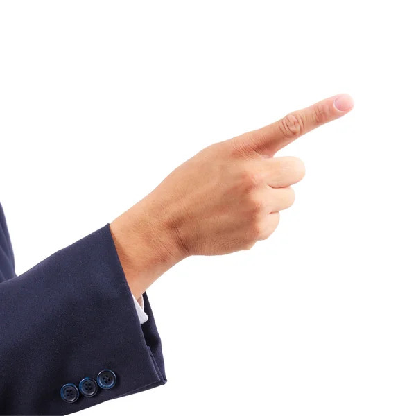 Business man hand wijzen geïsoleerde — Stockfoto