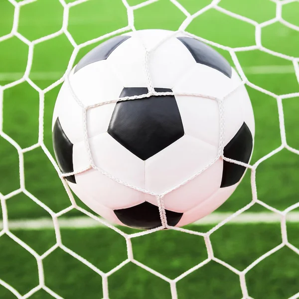 Calcio in rete goal — Foto Stock