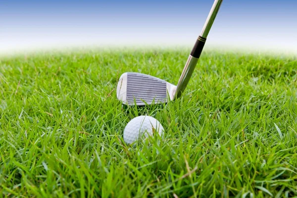 Golfbal op groen gras — Stockfoto