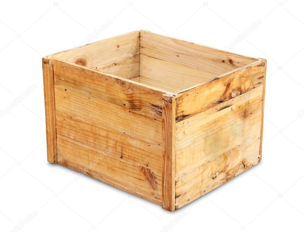 wood box isolated with clipping path