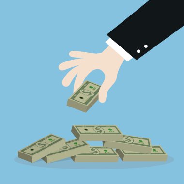 iş adamı el almak para, illüstrasyon, vektör