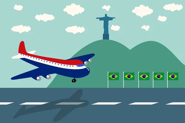 Нидерланды Самолет прибытия Бразилия футбольный матч, иллюстрация, вектор — стоковый вектор