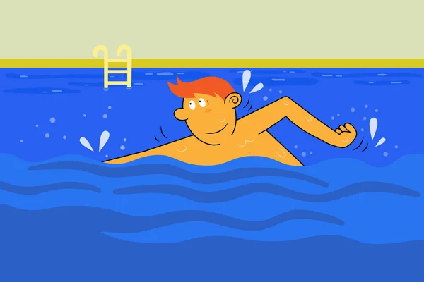 Man swimming in the pool,illustration,vector — Stock Vector