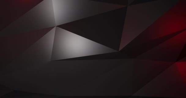 Fondo negro poli bajo abstracto con luces rojas — Vídeos de Stock