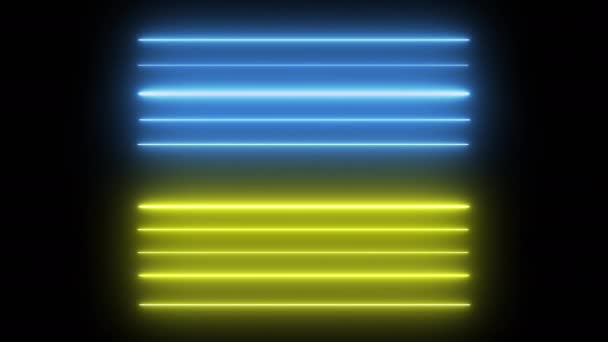 Neon blu e giallo su sfondo nero — Video Stock