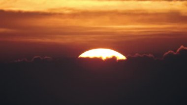Big sun with clouds. Timelapse
