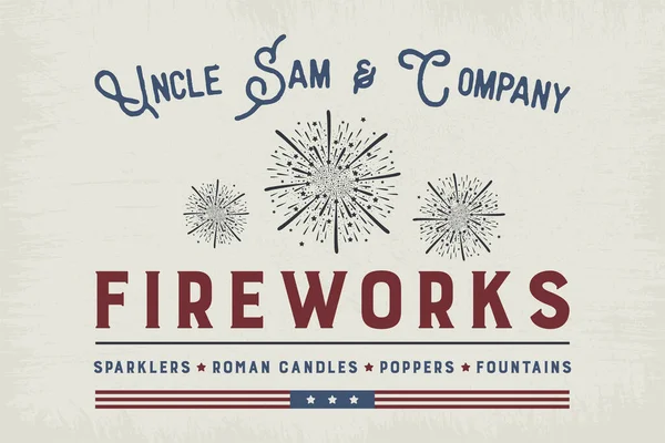 Uncle Sam Company Fireworks Color Farmhouse Print Eps10 — 图库矢量图片