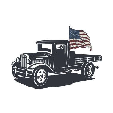 Old Truck with Flag | Farmhouse | EPS10