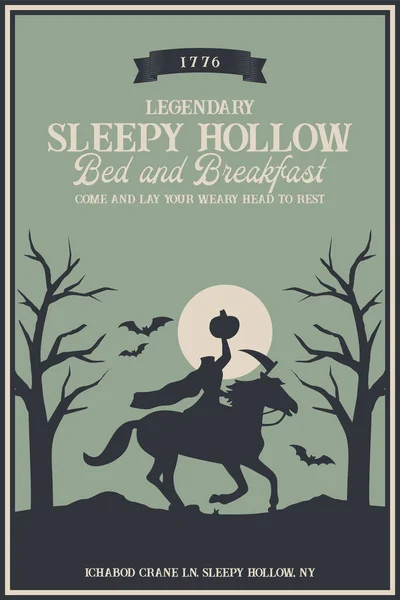 Sleepy Hollow Bed Breakfast Farmhouse Print Eps10 — 图库矢量图片