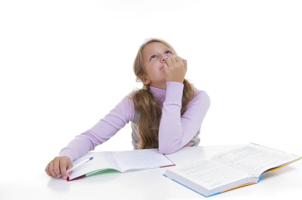 Colegiala estudiando la lección — Foto de Stock