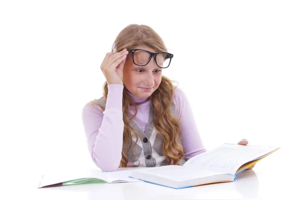 Schoolgirl studing the lesson — Stock Photo, Image