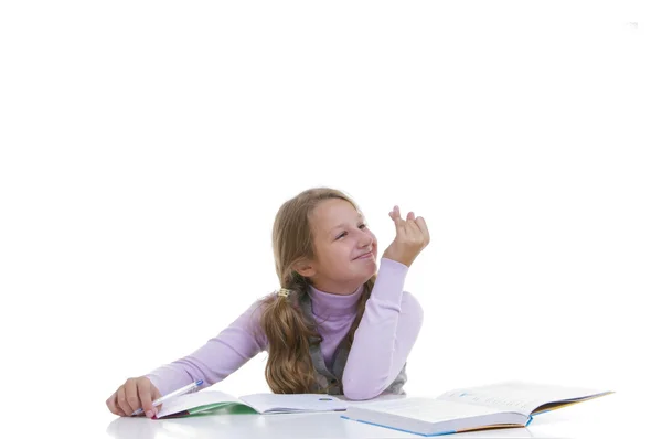 Schoolgirl studing the lesson — Stock Photo, Image