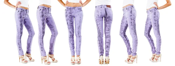 Lager dan een gordel - stijlvolle women's kleding. Jeans. — Stockfoto