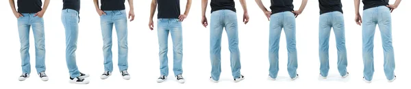 Plus bas qu'une ceinture - des vêtements élégants pour hommes. Jeans . — Photo