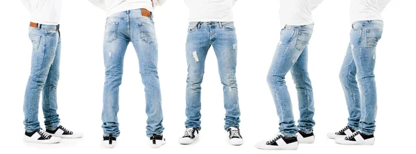 Plus bas qu'une ceinture - des vêtements élégants pour hommes. Jeans . — Photo