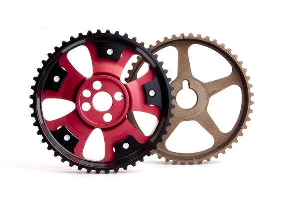 New and old sports pulleys for a camshaft — Stock Photo, Image