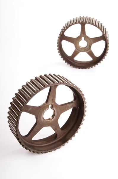 Old sports pulleys for a camshaft Stock Photo