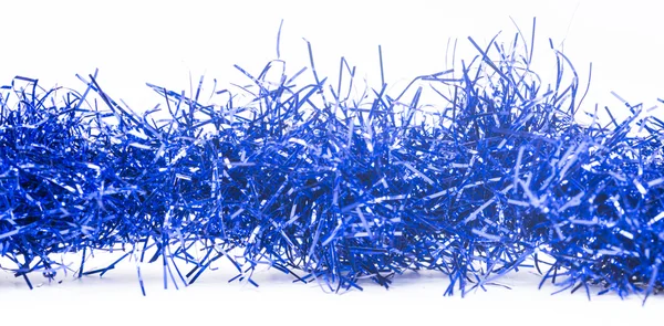 Macro of blue christmas-tree tinsel — Stock Photo, Image