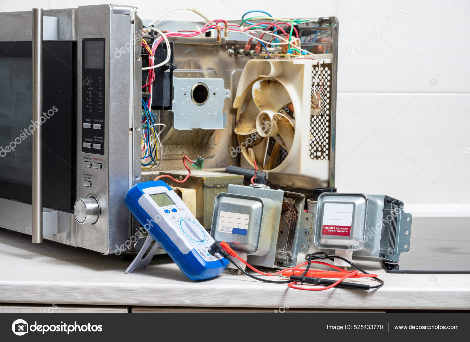 New Old Tester Next Disassembled Microwave Stock Photo by