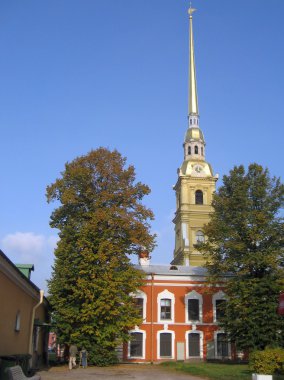 Spire of the Peter and Paul Cathedral. Russia, St. Petersburg.