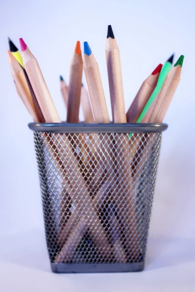 Multicoloured pencils in a glass — Stock Photo, Image