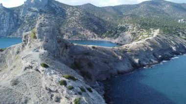 Aerial footage above famous paradise bay in Crimea, 4k drone footage