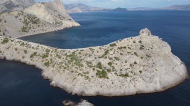 Aerial footage above famous paradise bay in Crimea, 4k drone footage