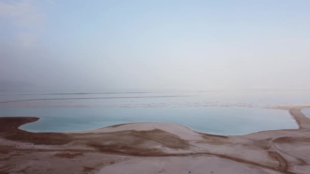 Κρύσταλλοι Αλατιού Στην Επιφάνεια Της Νεκρής Θάλασσας Ισραήλ Εναέρια Θέα — Αρχείο Βίντεο