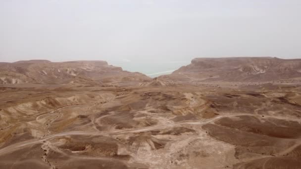 Aerial Cinematic Top Shot Desert Landscape Israel Negev High Quality – Stock-video