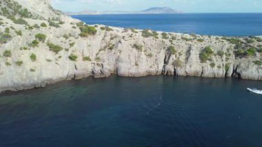 Aerial footage above famous paradise bay in Crimea, 4k drone footage