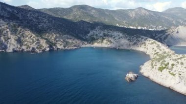 Aerial footage above famous paradise bay in Crimea, 4k drone footage