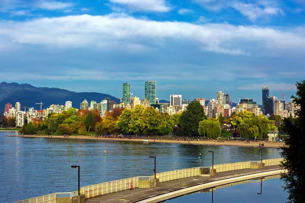 Bellissimo Skyline Della Città Vancouver Vancouver Harbor Harbor Yacht Vicino — Foto Stock