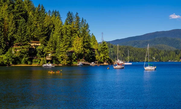 Zalesněná Horská Vesnice Hluboké Zátoce Severním Vancouveru Zátoka Pobřeží Moře — Stock fotografie