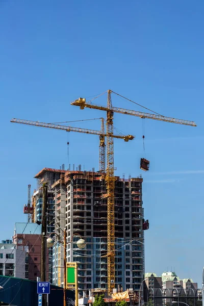 Bouw Van Nieuwe Hoogbouw Gebouwen Het Centrum Van New Westminster — Stockfoto