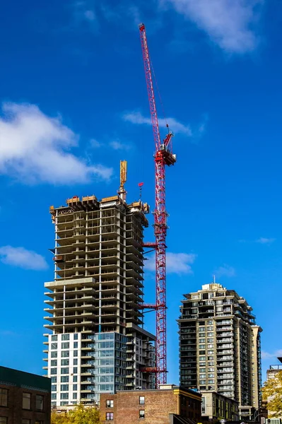 Construção Novos Edifícios Altos Centro Cidade Nova Westminster Vancouver Colúmbia — Fotografia de Stock