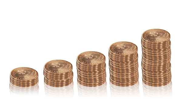 Zwiększenie kolumny monet. — Zdjęcie stockowe