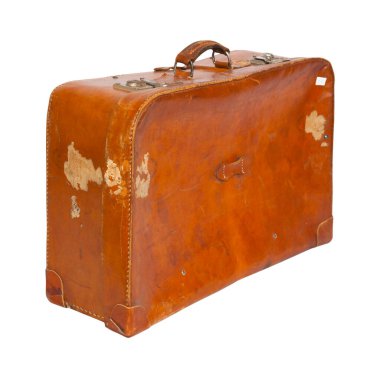 Old suitcase on white background, clipping path.