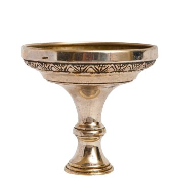 Golden cup for wine isolated, clipping path.